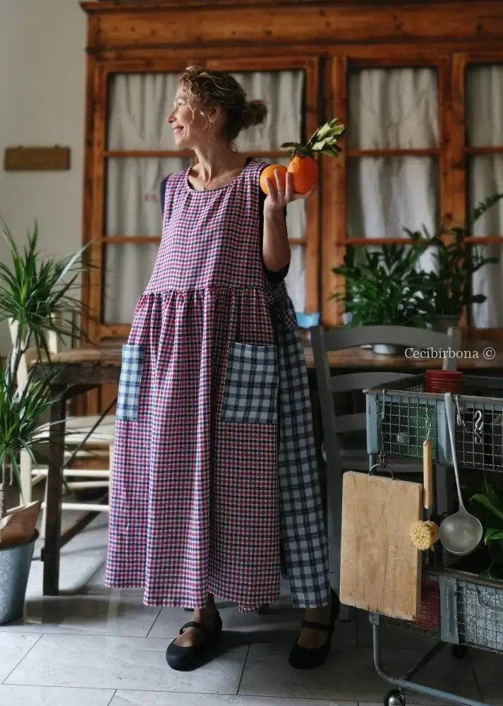 Grembiule in lino tartan patchwork (Ref. 382) grembiule donna tessuti moderni