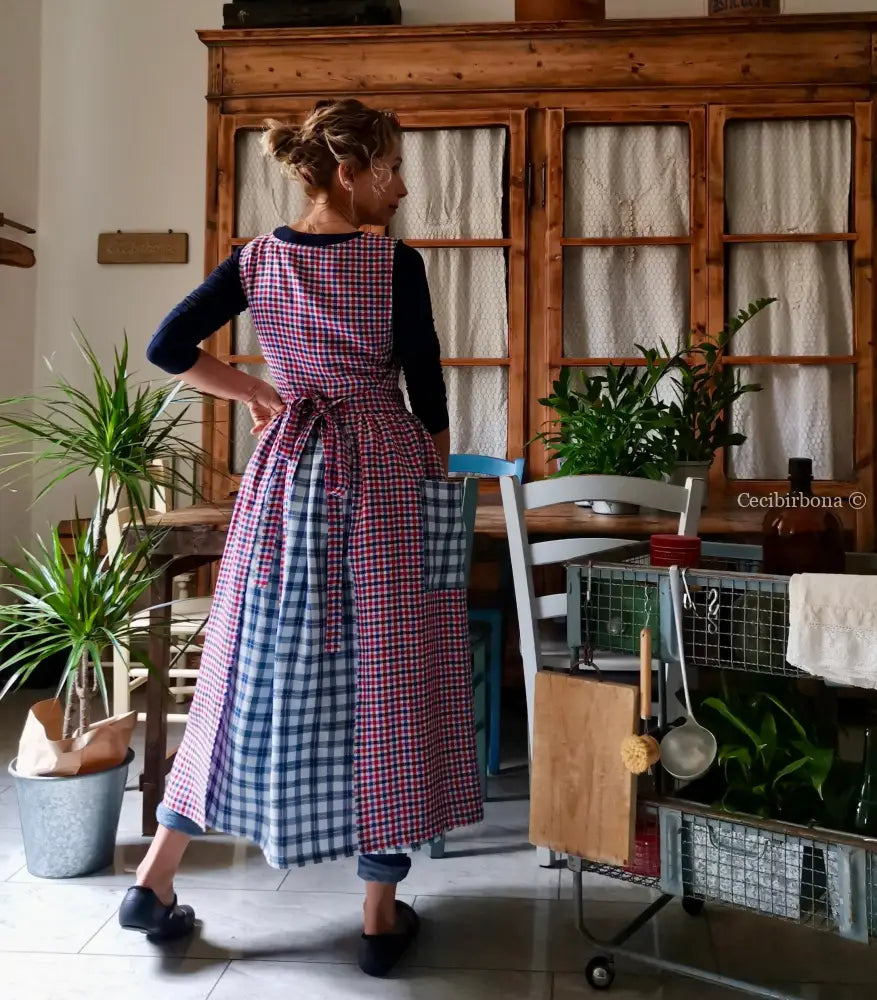 Grembiule in lino tartan patchwork (Ref. 382) grembiule donna tessuti moderni