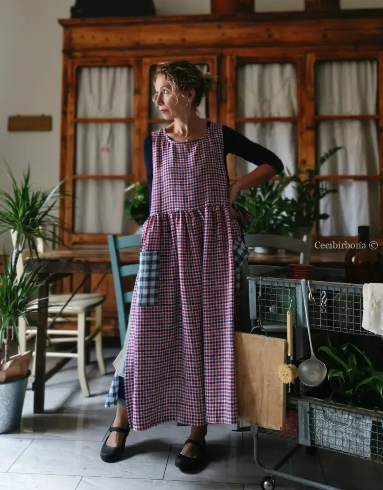 Grembiule in lino tartan patchwork (Ref. 382) grembiule donna tessuti moderni