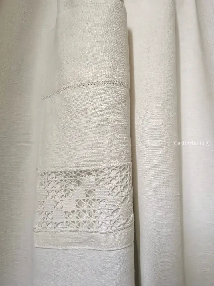 Grembiule in lino vintage con tramezzo all’uncinetto (Ref. 128) grembiule donna in tessuto antico