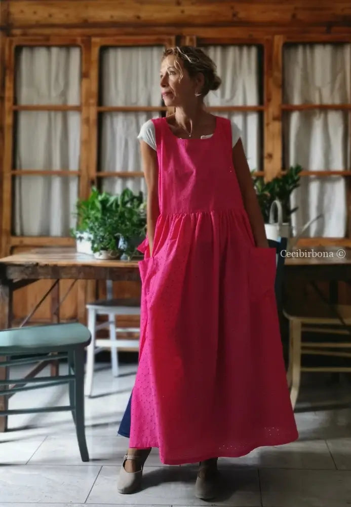 Grembiule in sangallo rosa fucsia (Ref. 329) grembiule donna tessuti moderni