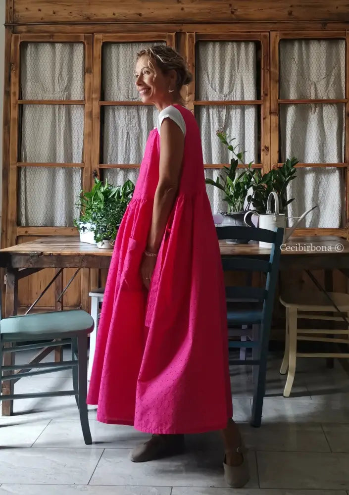 Grembiule in sangallo rosa fucsia (Ref. 329) grembiule donna tessuti moderni