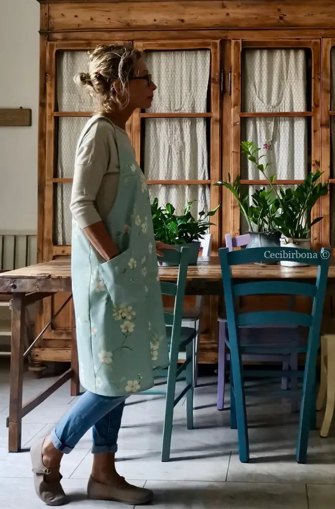 Grembiule in stile giapponese con fiori di ciliegio (Ref. 323) grembiule donna tessuti moderni