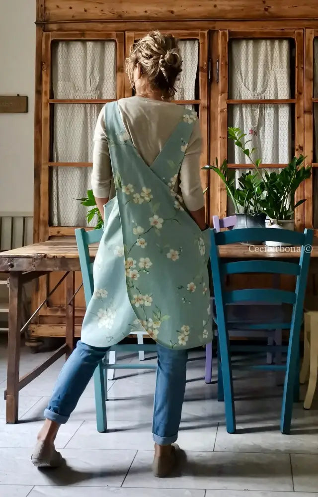 Grembiule in stile giapponese con fiori di ciliegio (Ref. 323) grembiule donna tessuti moderni