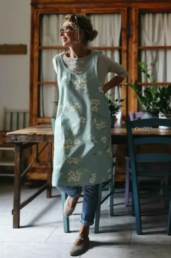 Grembiule in stile giapponese con fiori di ciliegio (Ref. 323) grembiule donna tessuti moderni