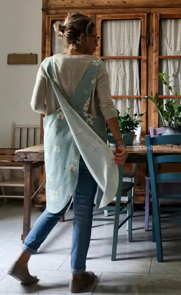 Grembiule in stile giapponese con fiori di ciliegio (Ref. 323) grembiule donna tessuti moderni