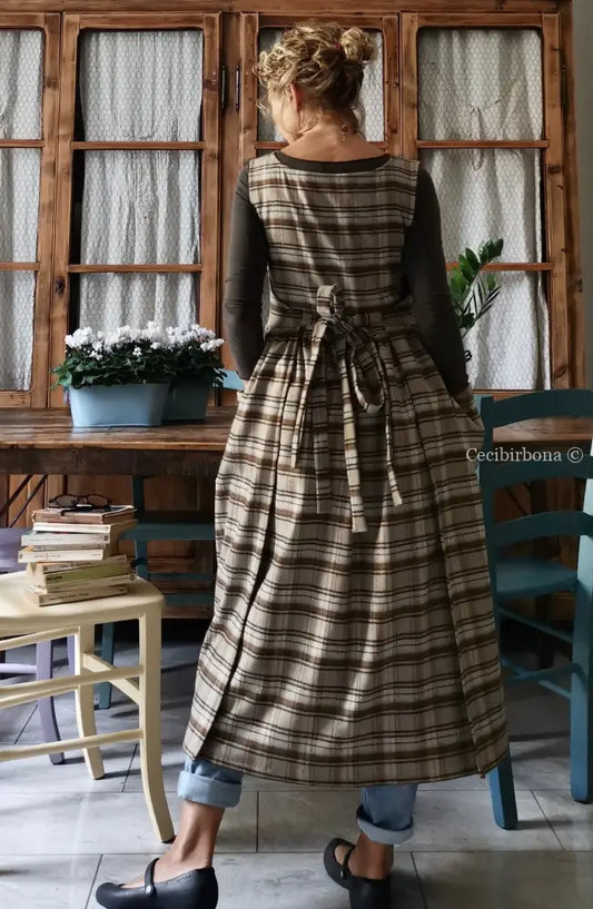 Grembiule in tartan marrone (Ref. 65) grembiule donna tessuti moderni