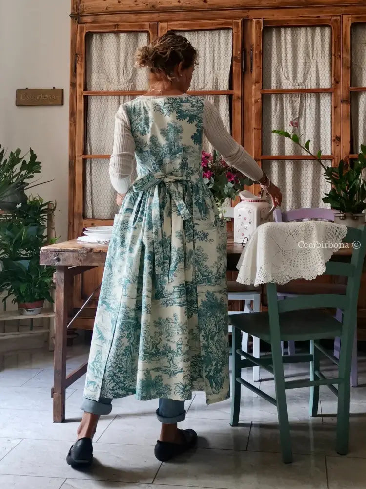 Grembiule in toile de Jouy carta da zucchero (Ref. 332) grembiule donna tessuti moderni