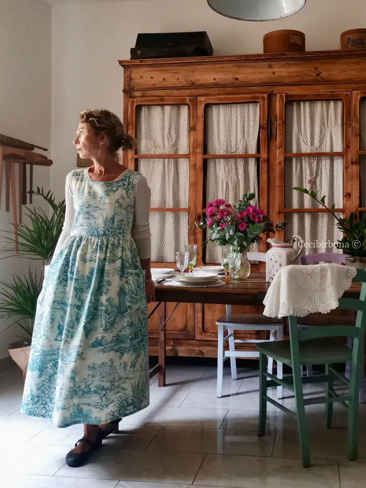 Grembiule in toile de Jouy carta da zucchero (Ref. 332) grembiule donna tessuti moderni