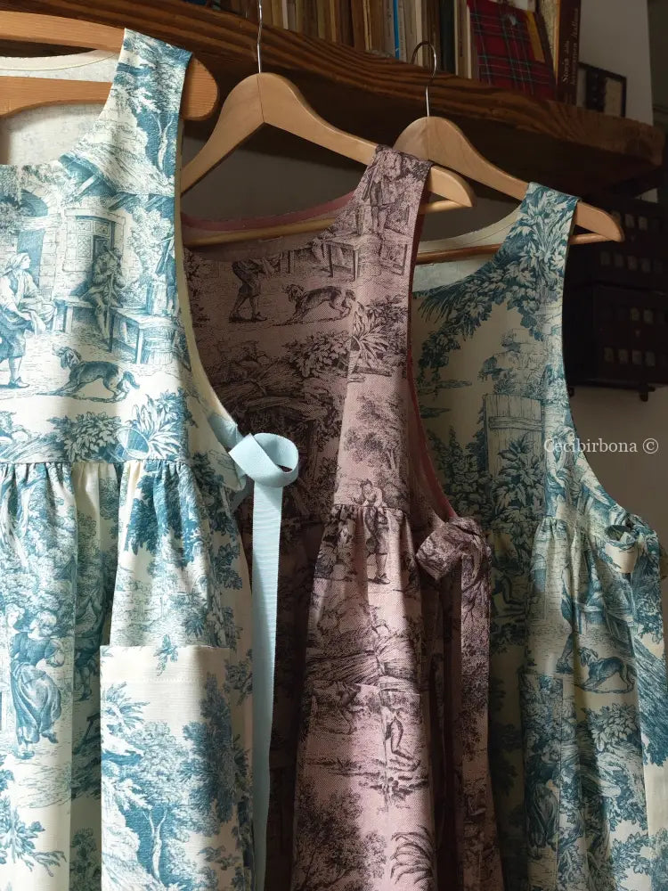 Grembiule in toile de Jouy carta da zucchero (Ref. 332) grembiule donna tessuti moderni