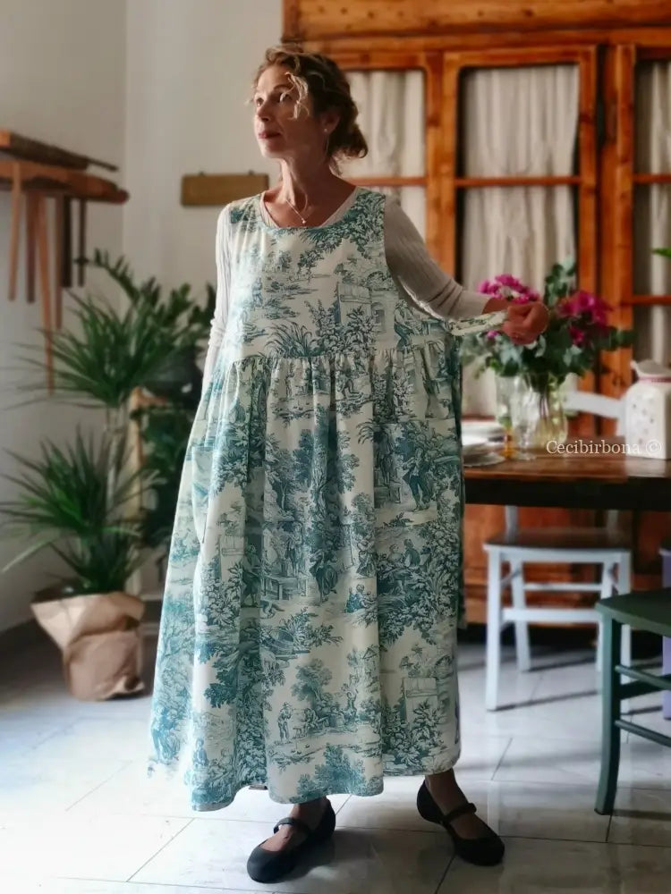 Grembiule in toile de Jouy carta da zucchero (Ref. 332) grembiule donna tessuti moderni