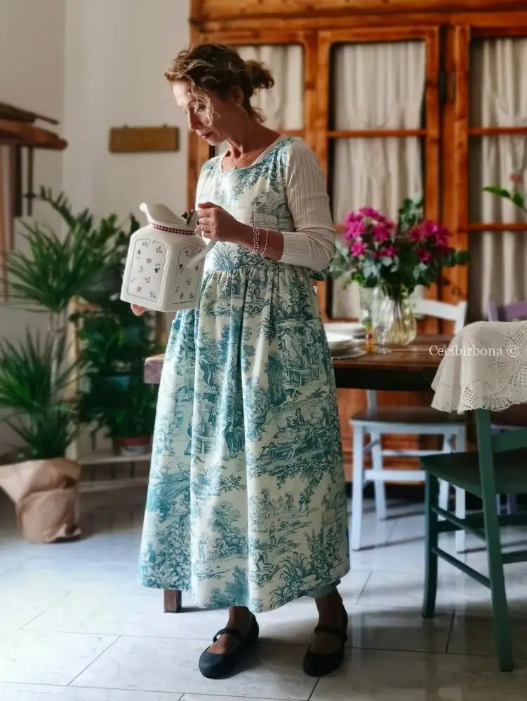 Grembiule in toile de Jouy carta da zucchero (Ref. 332) grembiule donna tessuti moderni