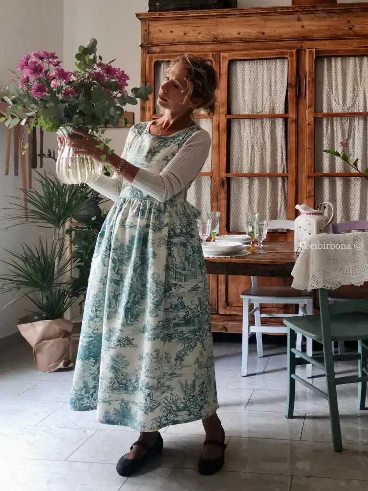 Grembiule in toile de Jouy carta da zucchero (Ref. 332) grembiule donna tessuti moderni