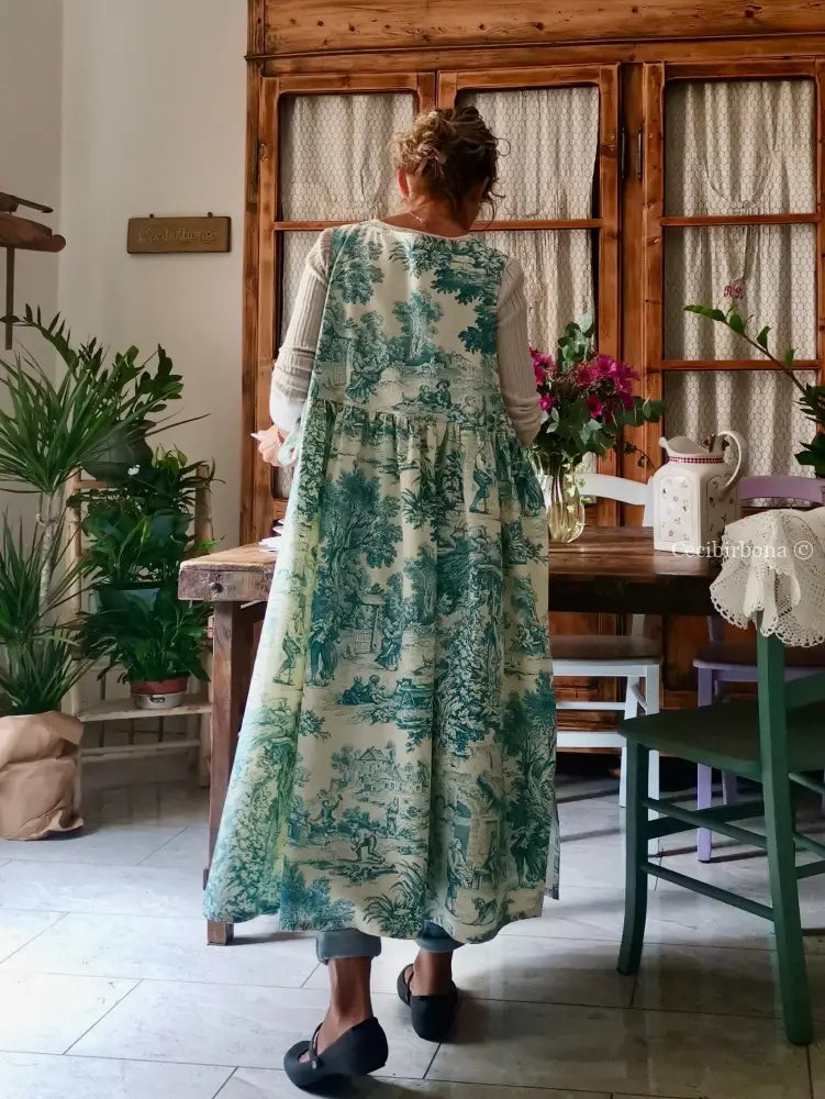 Grembiule in toile de Jouy carta da zucchero (Ref. 332) grembiule donna tessuti moderni