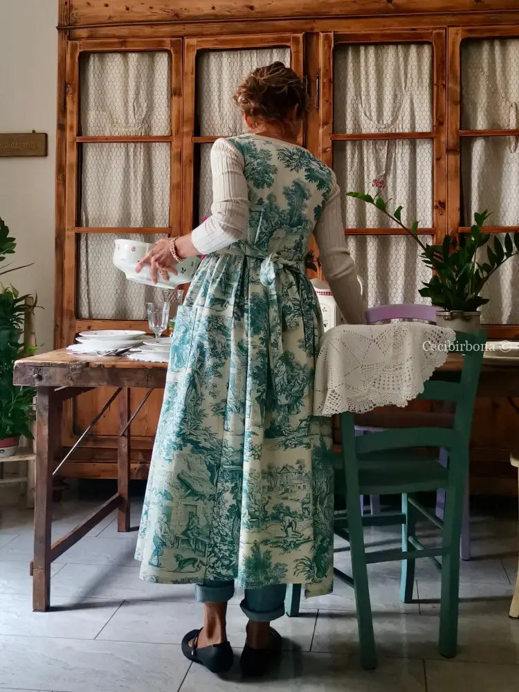 Grembiule in toile de Jouy carta da zucchero (Ref. 332) grembiule donna tessuti moderni