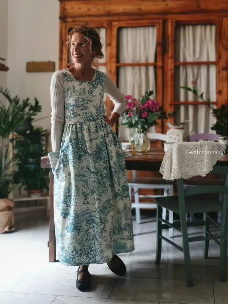 Grembiule in toile de Jouy carta da zucchero (Ref. 332) grembiule donna tessuti moderni