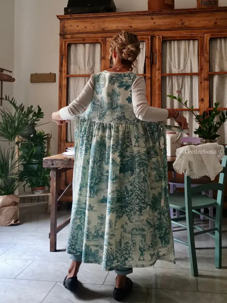 Grembiule in toile de Jouy carta da zucchero (Ref. 332) grembiule donna tessuti moderni