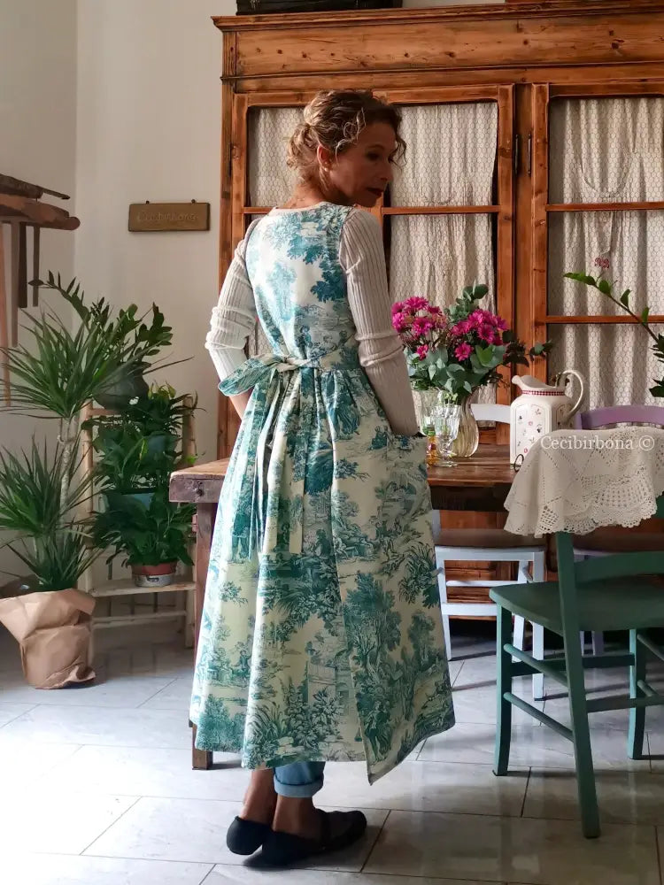 Grembiule in toile de Jouy carta da zucchero (Ref. 332) grembiule donna tessuti moderni