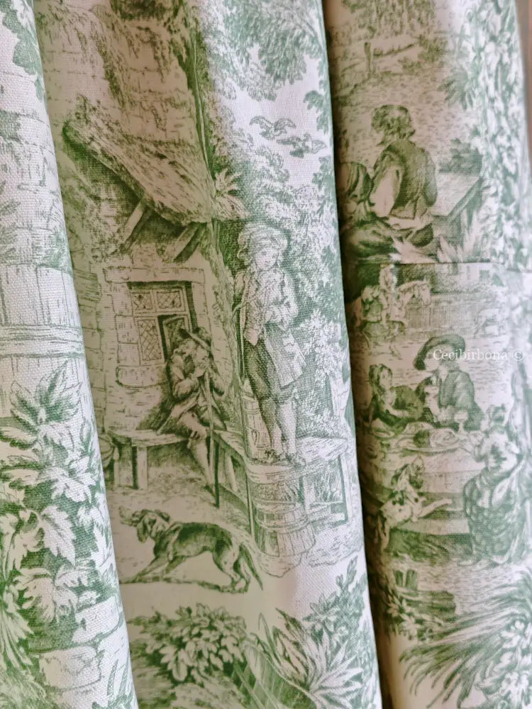 Grembiule in toile de Jouy verde (Ref. 358) grembiule donna tessuti moderni