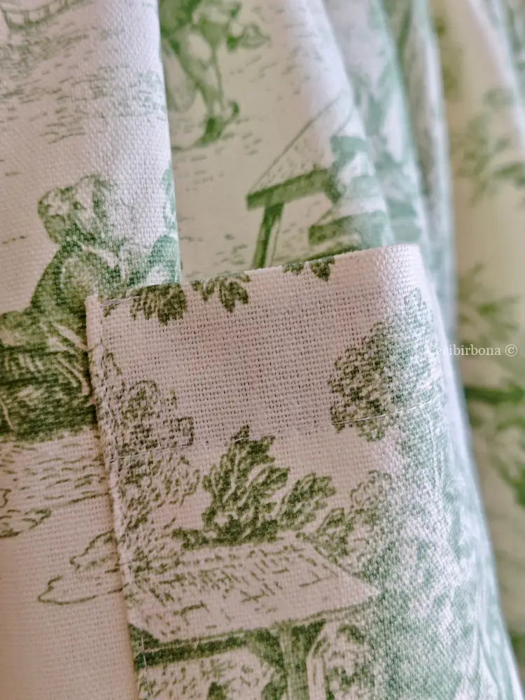 Grembiule in toile de Jouy verde (Ref. 358) grembiule donna tessuti moderni
