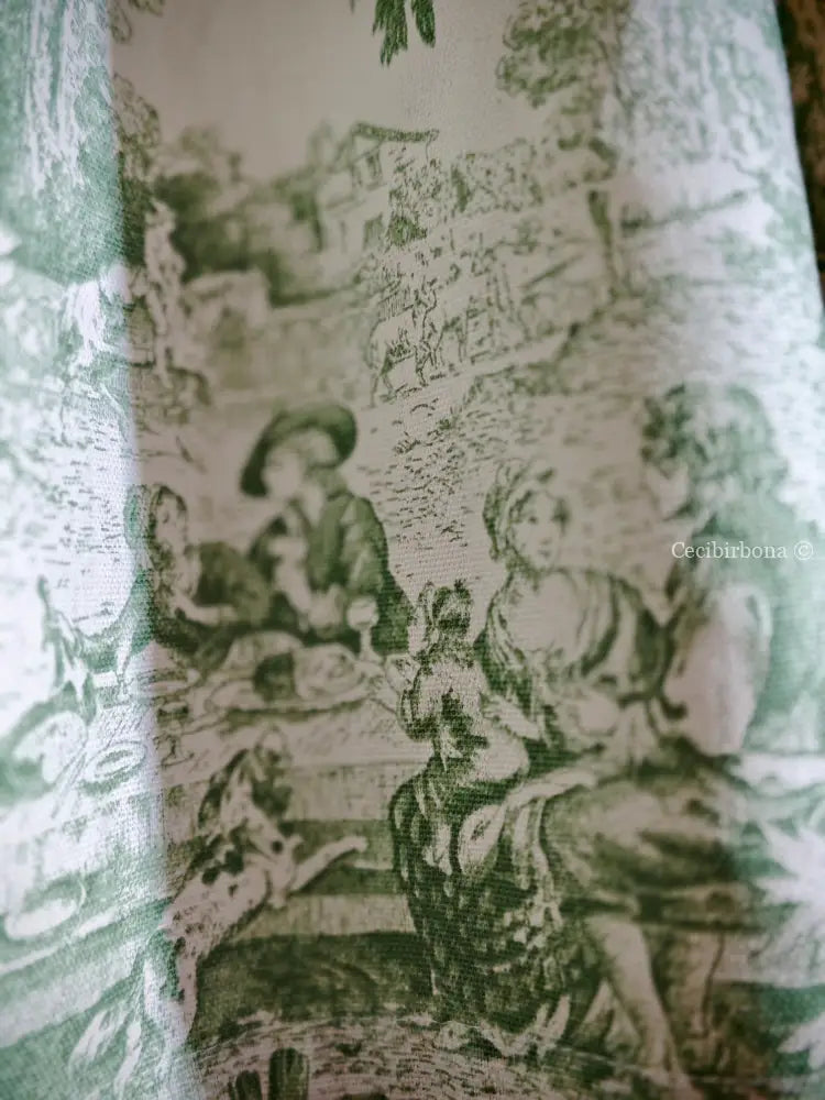 Grembiule in toile de Jouy verde (Ref. 358) grembiule donna tessuti moderni