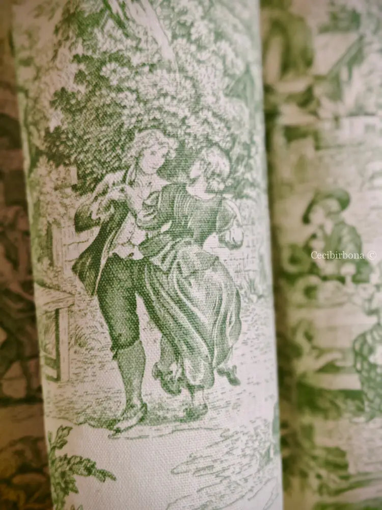 Grembiule in toile de Jouy verde (Ref. 358) grembiule donna tessuti moderni