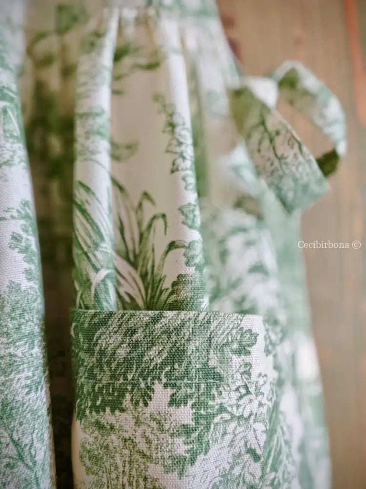 Grembiule in toile de Jouy verde (Ref. 358) grembiule donna tessuti moderni