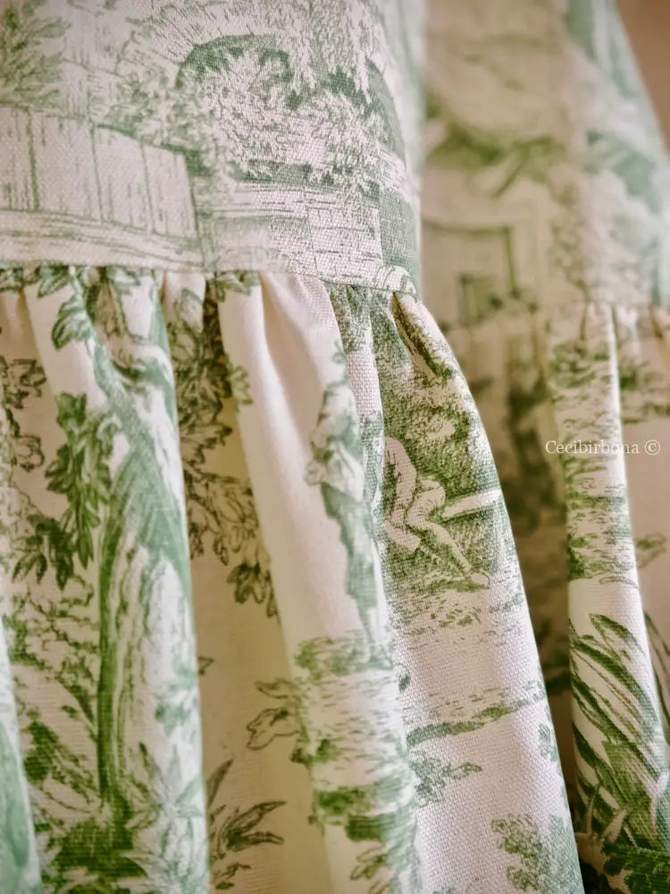 Grembiule in toile de Jouy verde (Ref. 358) grembiule donna tessuti moderni