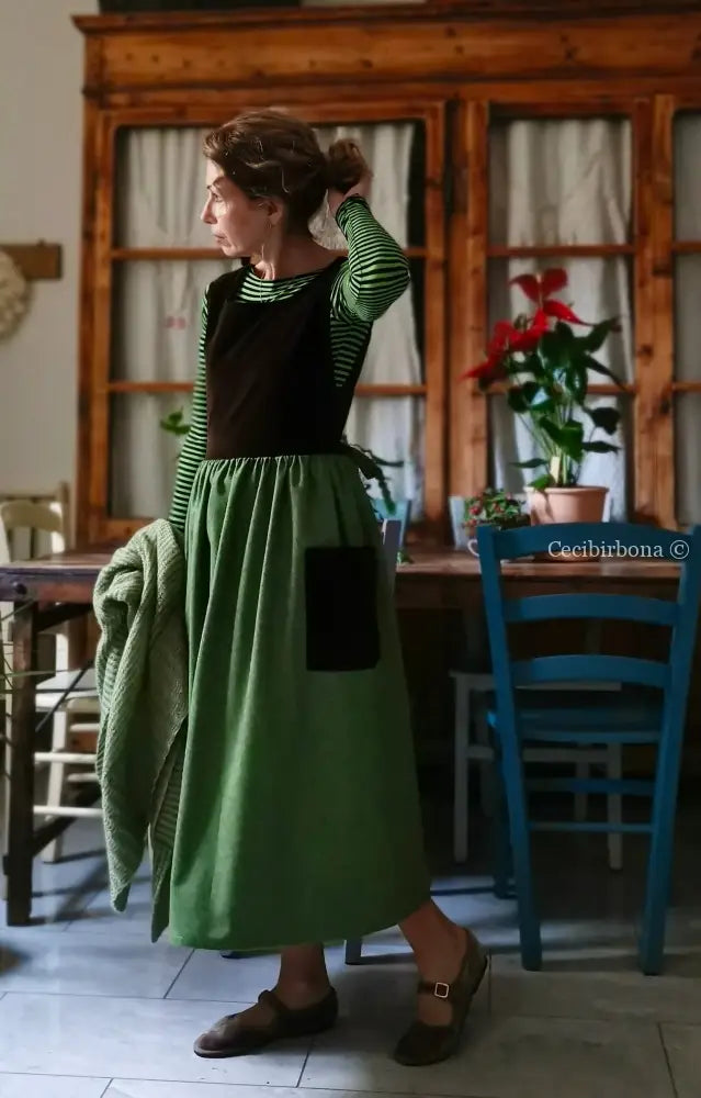 Grembiule in velluto e lana tweed (Ref. 459) grembiule donna tessuti moderni