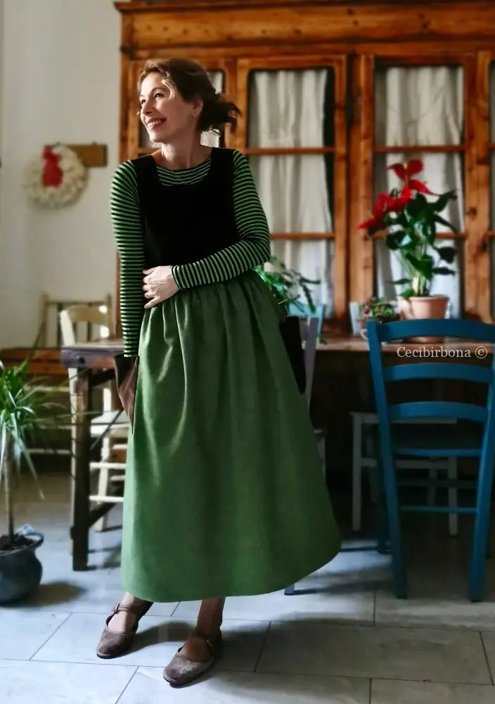 Grembiule in velluto e lana tweed (Ref. 459) grembiule donna tessuti moderni