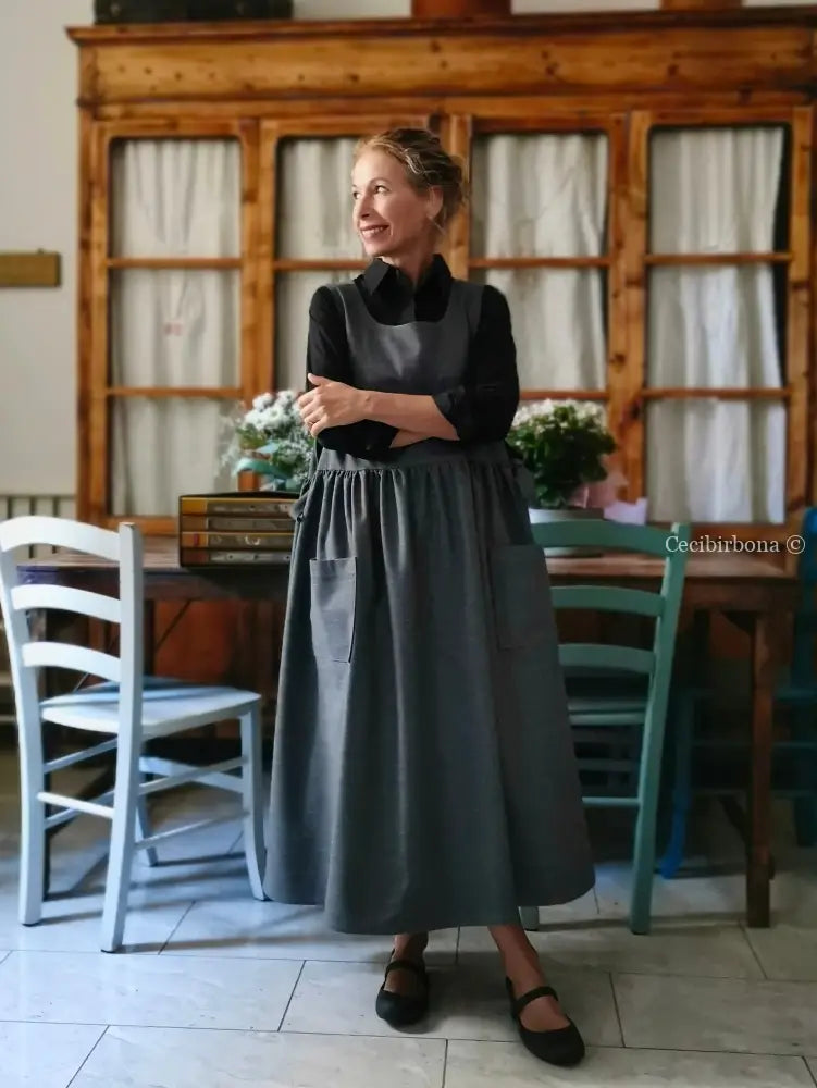 Grembiule invernale grigio (Ref. 445) grembiule donna tessuti moderni