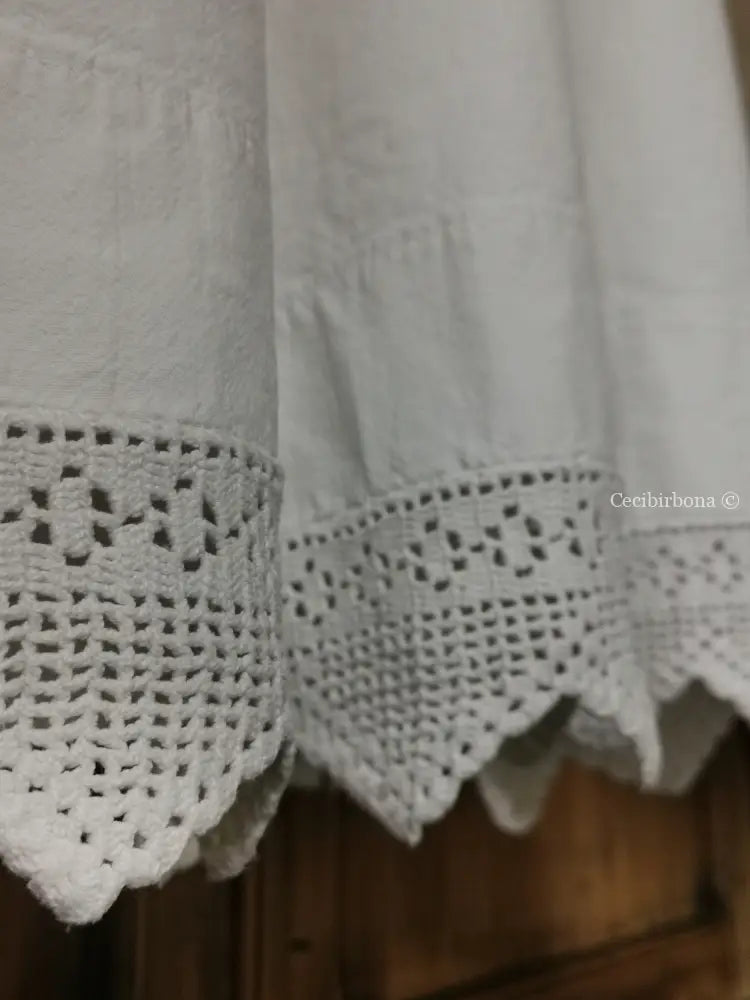 Grembiule lungo da cucina con balza ad uncinetto (Ref. 57) grembiule donna tessuti antichi