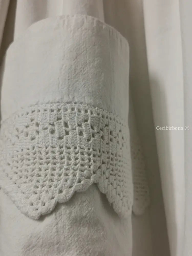 Grembiule lungo da cucina con balza ad uncinetto (Ref. 57) grembiule donna tessuti antichi