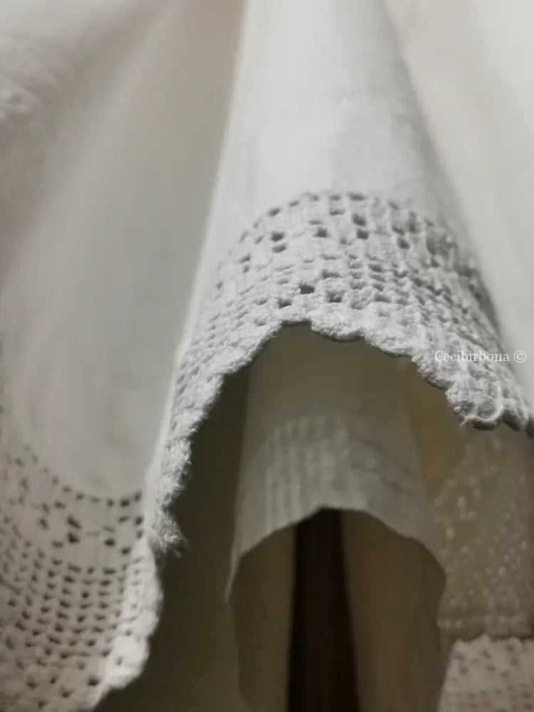 Grembiule lungo da cucina con balza ad uncinetto (Ref. 57) grembiule donna tessuti antichi