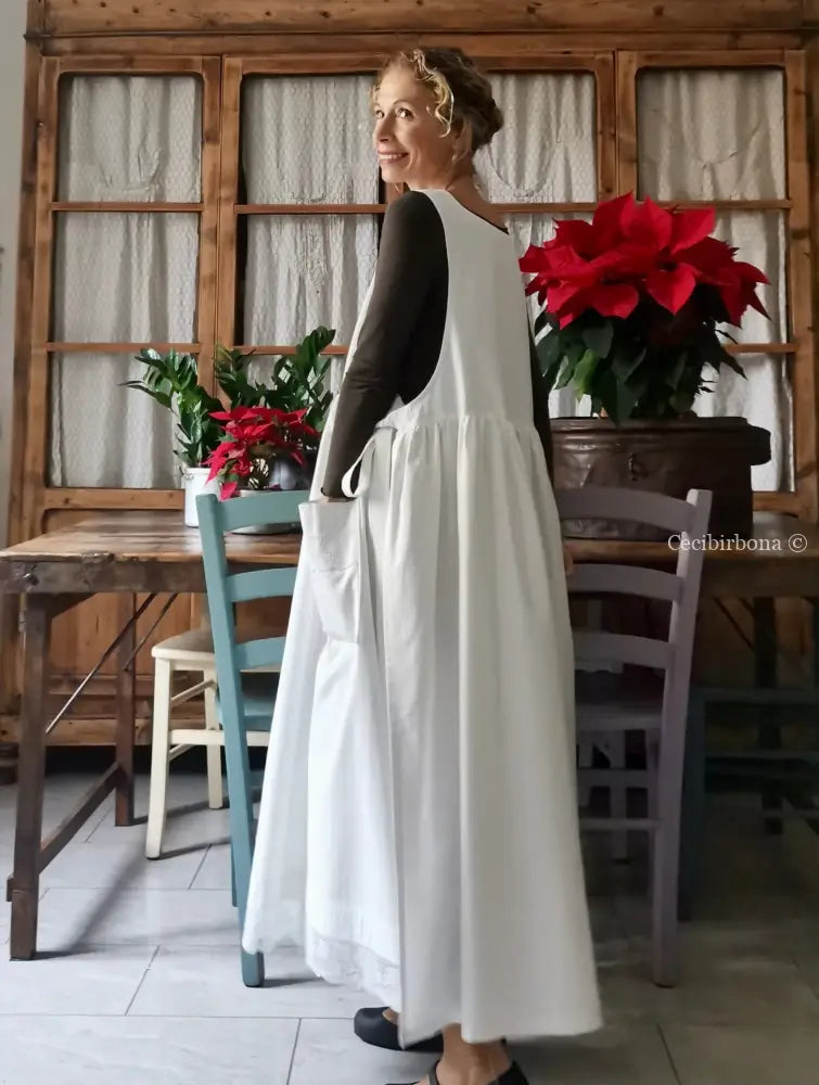 Grembiule lungo da cucina con pizzo (Ref. 13) grembiule donna tessuti antichi