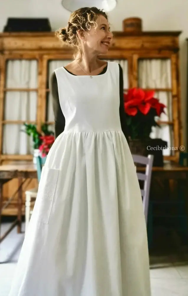 Grembiule lungo da cucina con pizzo (Ref. 14) grembiule donna tessuti antichi