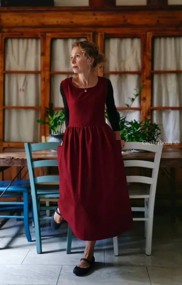 Grembiule mélange rosso scuro (Ref. 367) grembiule donna tessuti moderni