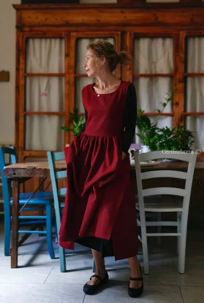 Grembiule mélange rosso scuro (Ref. 367) grembiule donna tessuti moderni