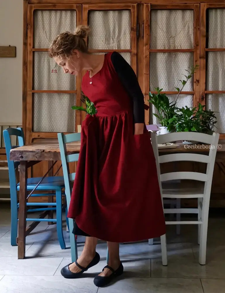 Grembiule mélange rosso scuro (Ref. 367) grembiule donna tessuti moderni