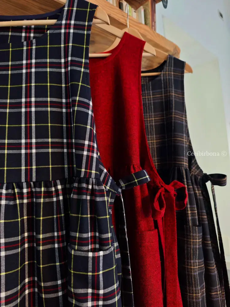 Grembiule mélange rosso scuro (Ref. 367) grembiule donna tessuti moderni