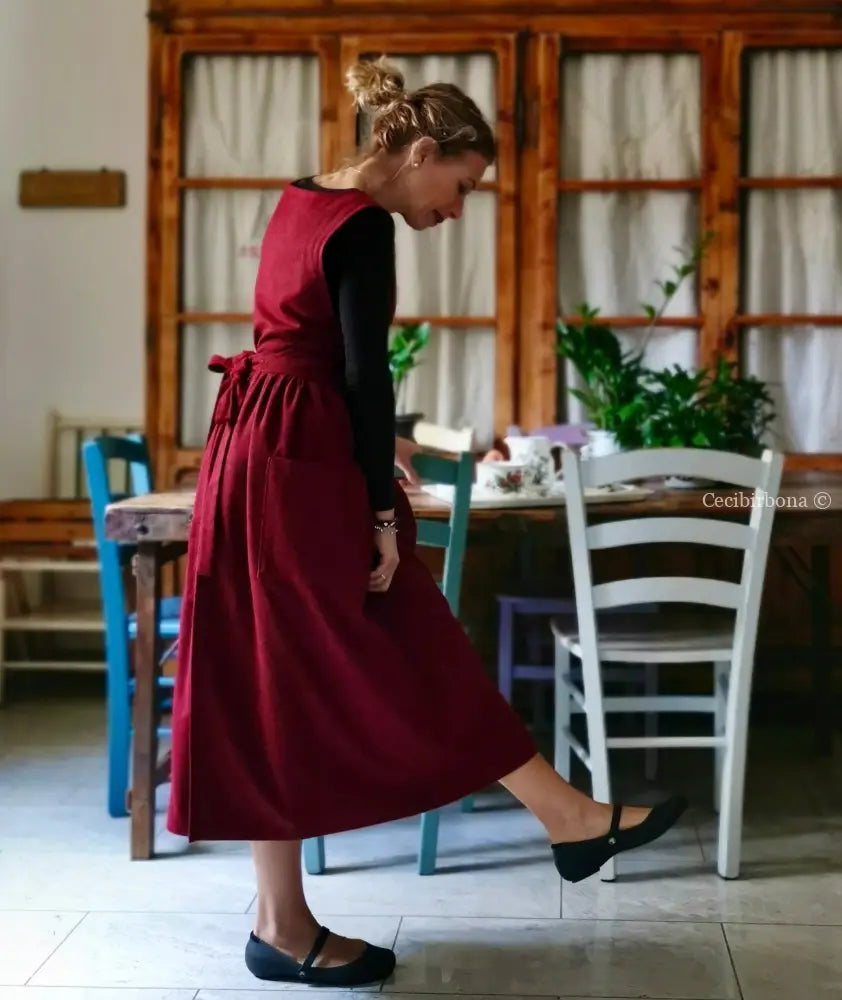 Grembiule mélange rosso scuro (Ref. 367) grembiule donna tessuti moderni
