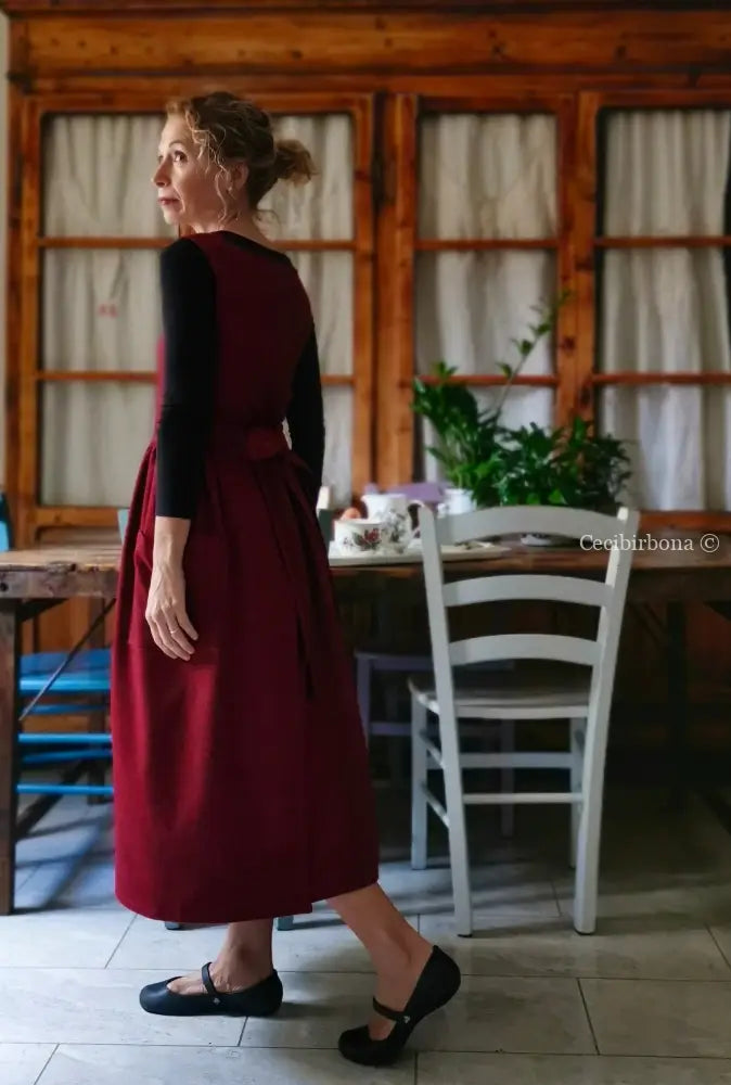 Grembiule mélange rosso scuro (Ref. 367) grembiule donna tessuti moderni