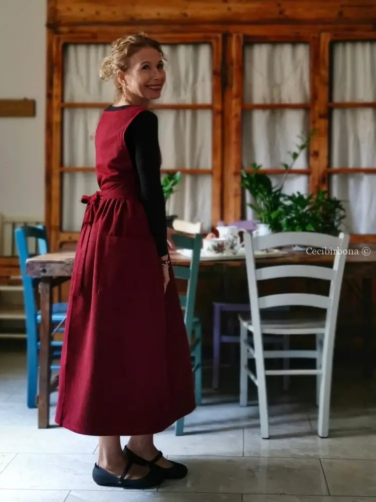 Grembiule mélange rosso scuro (Ref. 367) grembiule donna tessuti moderni