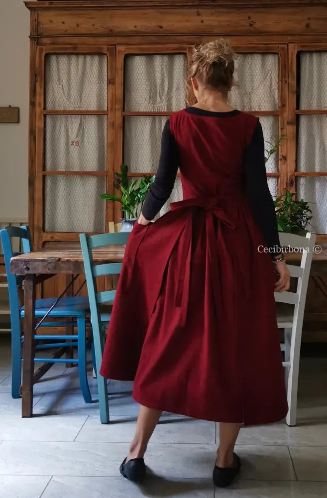 Grembiule mélange rosso scuro (Ref. 367) grembiule donna tessuti moderni