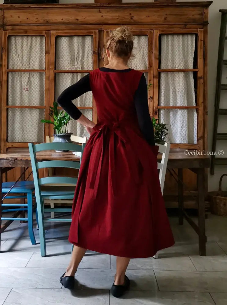 Grembiule mélange rosso scuro (Ref. 367) grembiule donna tessuti moderni