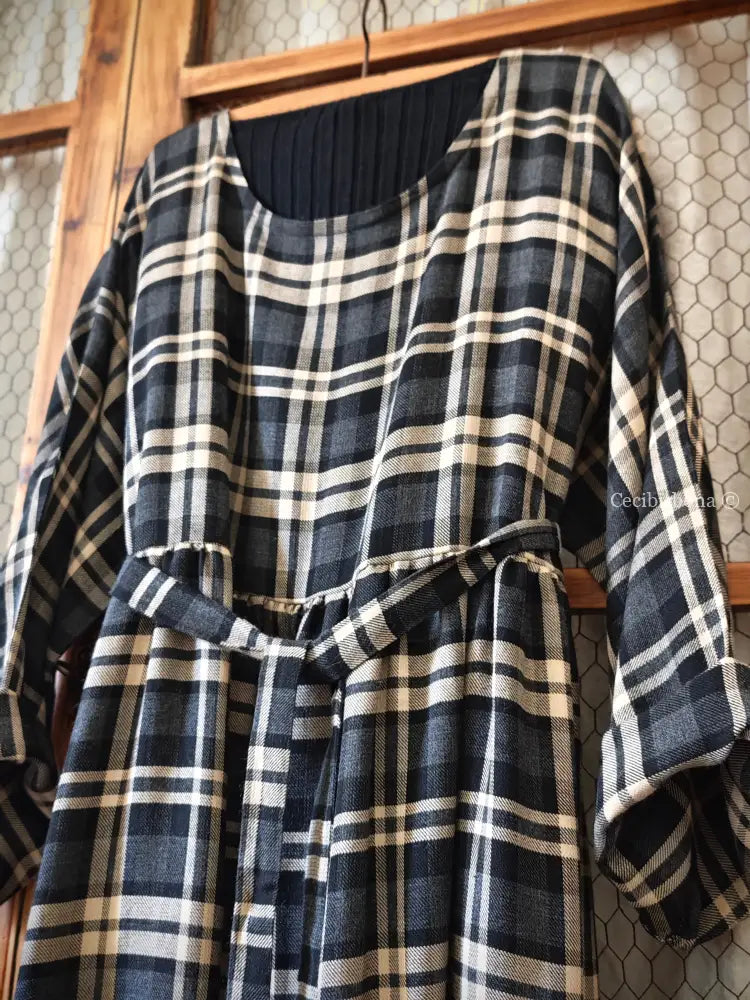 Grembiule mod. Kimono in lana tartan abito donna