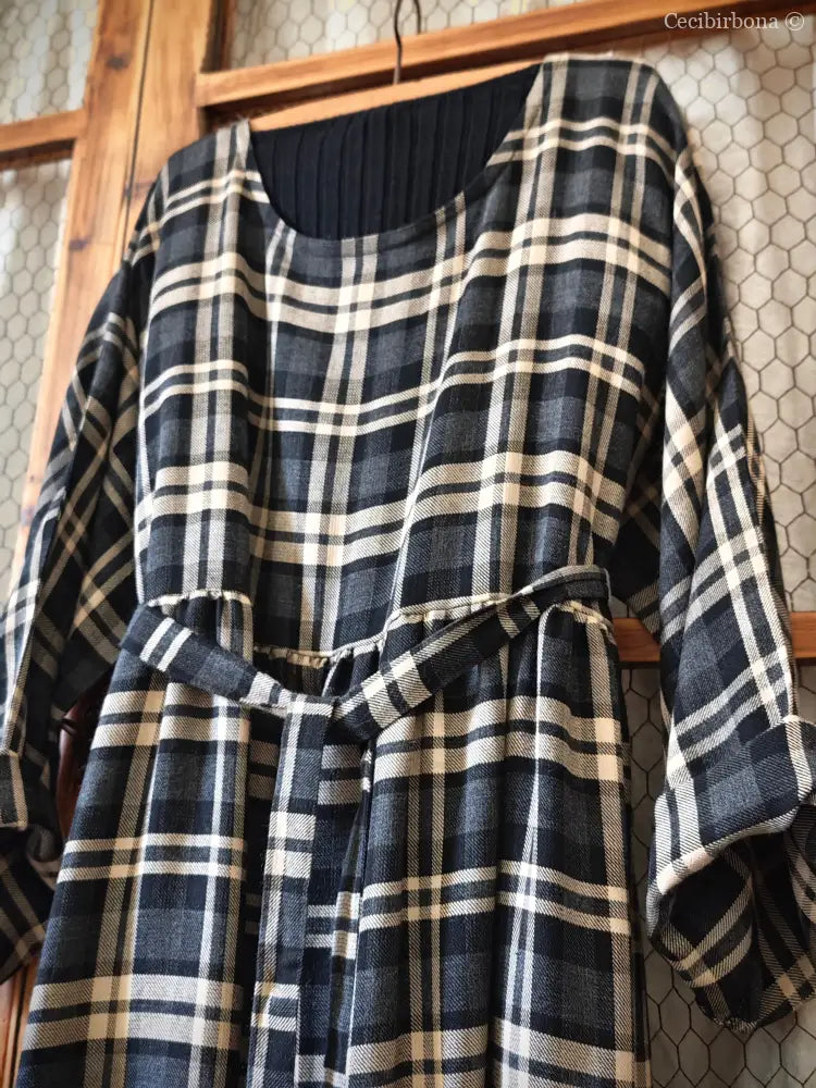 Grembiule mod. Kimono in lana tartan abito donna