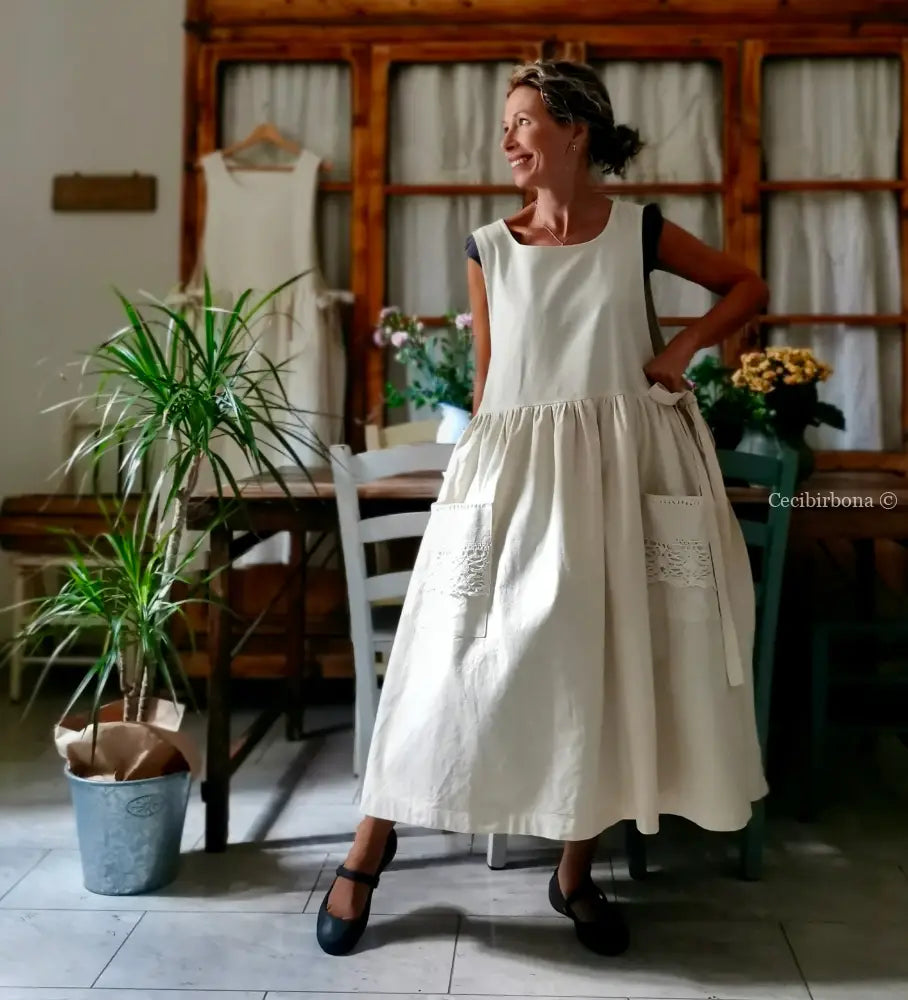 Grembiule patchwork di tessuti antichi con pizzo (Ref. 433) grembiule donna tessuti antichi