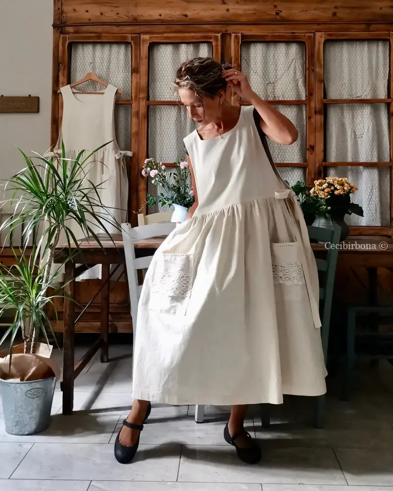 Grembiule patchwork di tessuti antichi con pizzo (Ref. 433) grembiule donna tessuti antichi