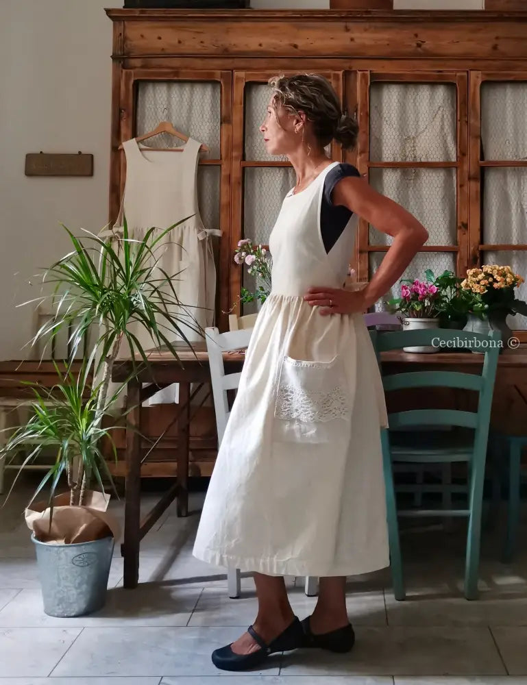 Grembiule patchwork di tessuti antichi con pizzo (Ref. 433) grembiule donna tessuti antichi